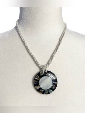 White Beaded Authentic Abalone Shell Necklace